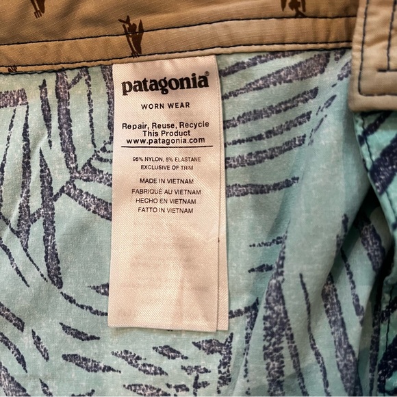 Patagonia Wavefarer Rain Fern Speckle Vjosa Green Boardshorts, Sz 30 - Picture 10 of 11